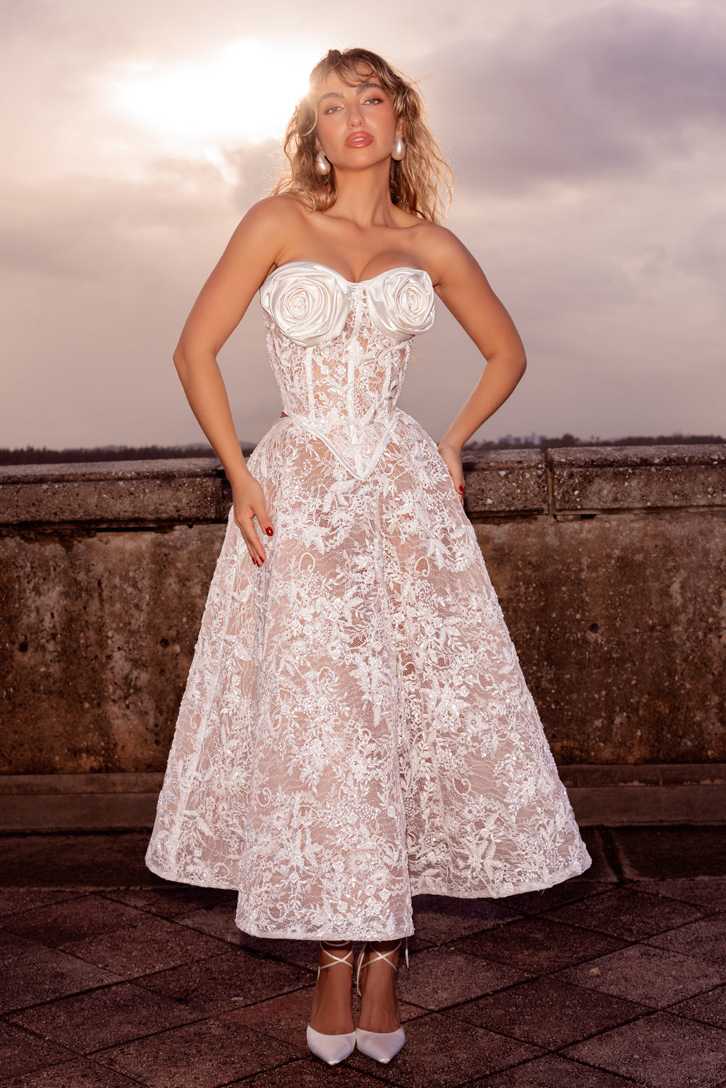 knee length dresses for ladies Rosebud Bustier Midi Dress main image 1