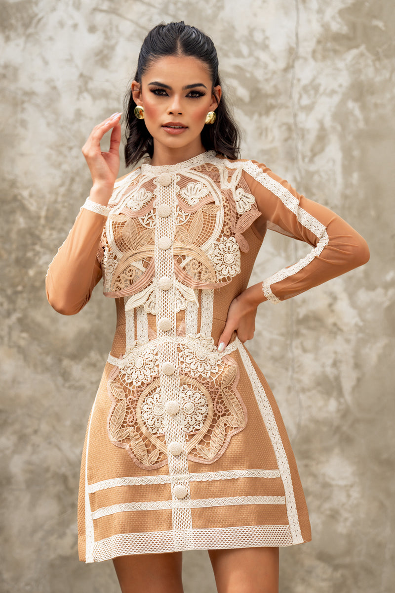 3D EMBROIDERED DRESS