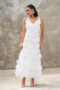 3D FLOWER DRESS | WHITE